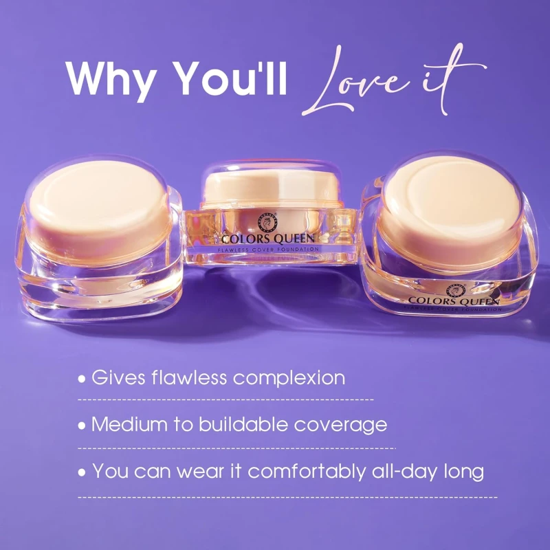 Colors Queen Flawless Cover Foundation – 204 Honey, 18g | Lightweight Medium to Buildable Coverage Foundation | Long Lasting & Easily Blendable Foundation for Face Makeup thumbnail 3